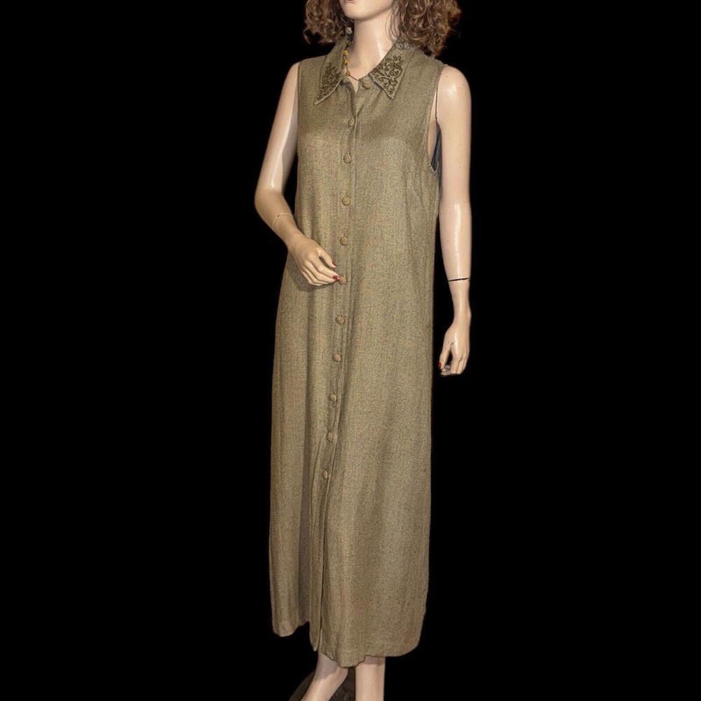 Vintage Carole Little Tweed Look Column Dress W/ Fancy Buttons Soutache Trim 14